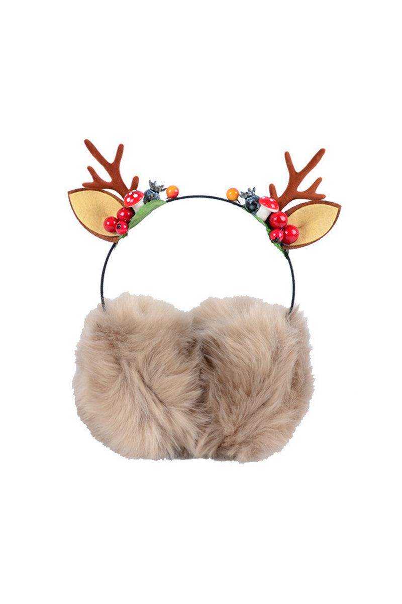 Christmas elk antlers Winter warm earmuffs Cute cat ear headband headdress 849465740917 - COCOMELODY